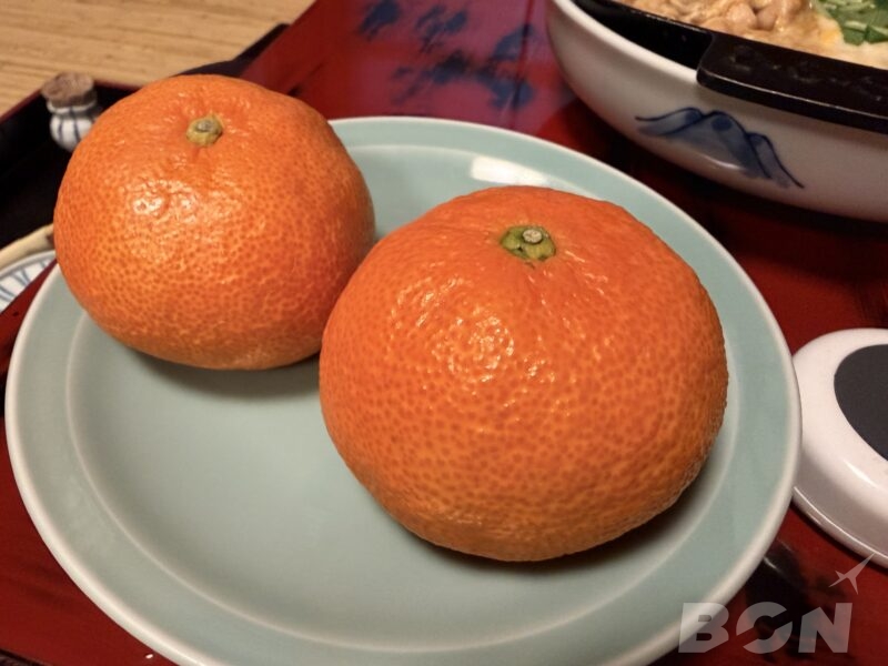 ぼたん デザートのみかん 緑茶と一緒にいただく